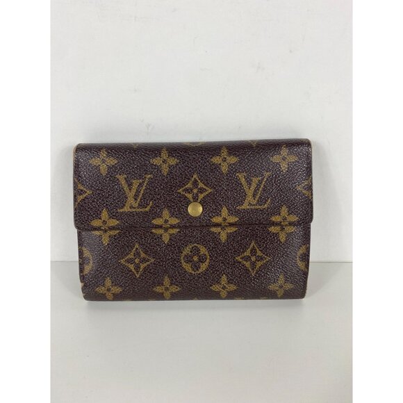 Vintage Y2K Louis Vuitton Monogram Porte Tresor Etui Papier Wallet Brown F193 - Picture 1 of 8